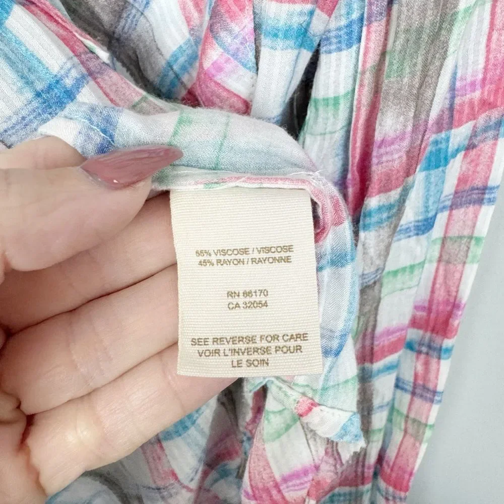 FREE PEOPLE | WE THE FREE Watercolor Plaid Button Down Shirt Women’s Size Small